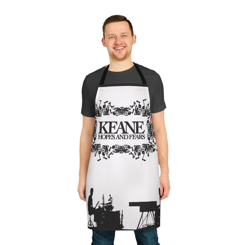 "Keane-themed 'Hopes and Fears' apron with band logo and album art"