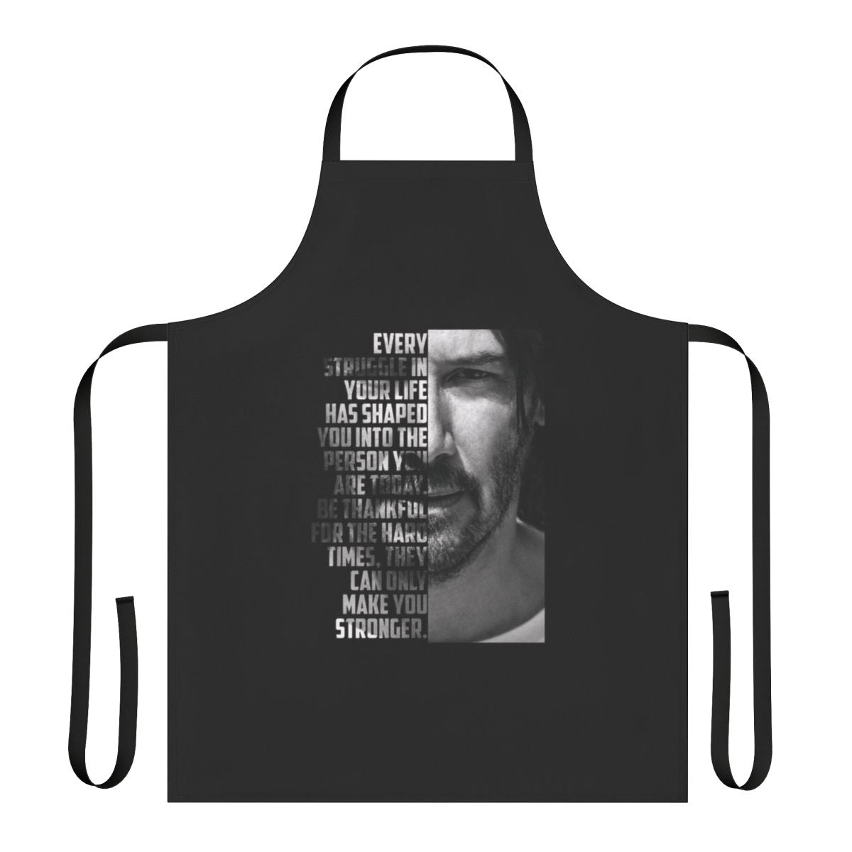 Keanu Reeves inspired graphic design apron featuring a quote