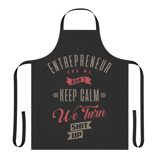 Entrepreneur inspired apron with "Keep Calm and Hustle On" graphic