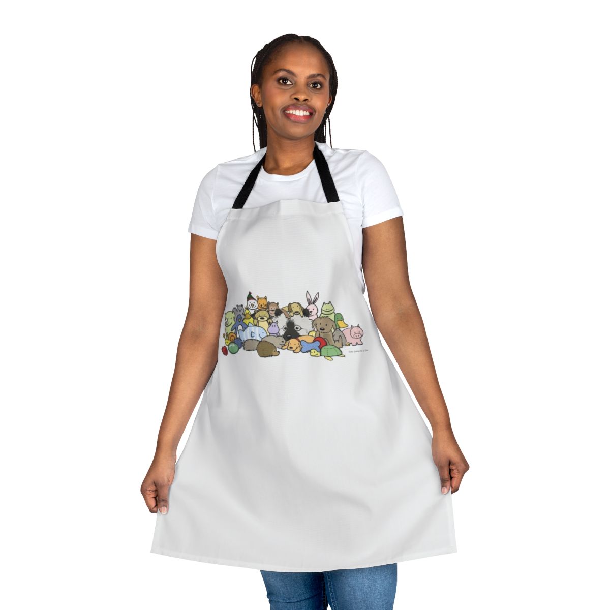 Keeshond with Toys Apron featuring a cute keeshond dog design