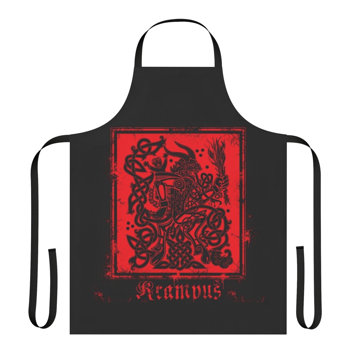 Keltic Krampus Apron featuring traditional Celtic and Germanic holiday design