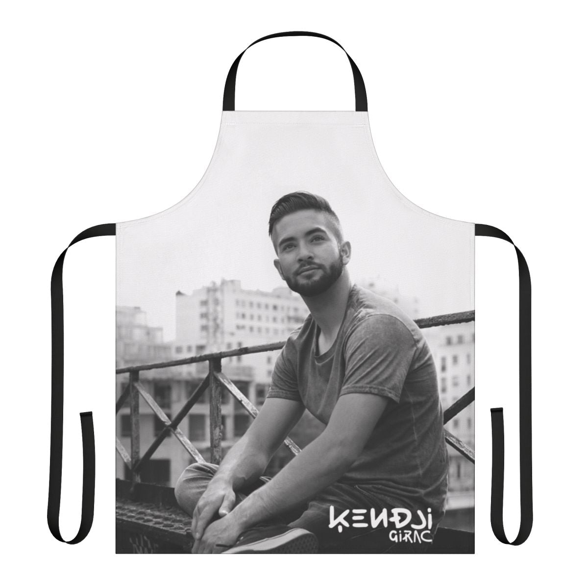 Kendji Girac-themed apron featuring the artist's signature style