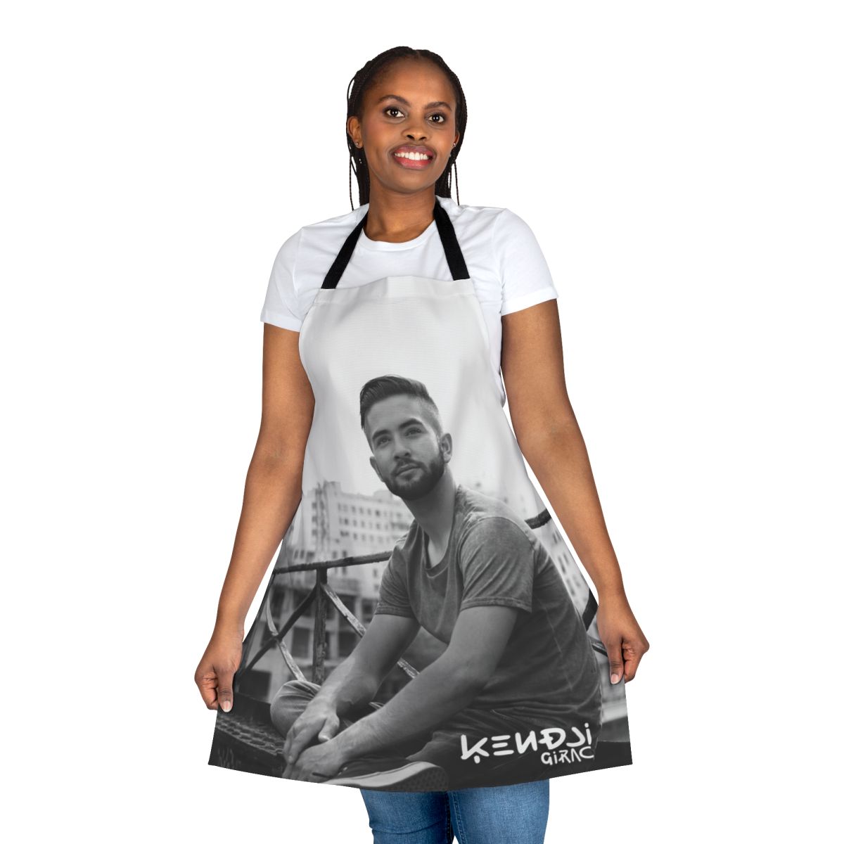 Kendji Girac-themed apron featuring the artist's signature style
