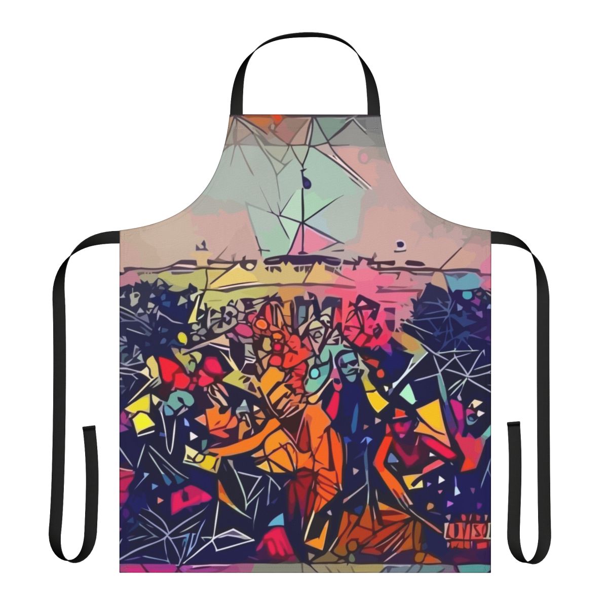 Kendrick Lamar inspired abstract and colorful apron with vibrant patterns and designs