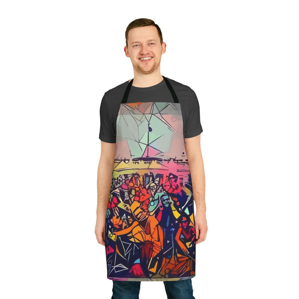 Kendrick Lamar inspired abstract and colorful apron with vibrant patterns and designs