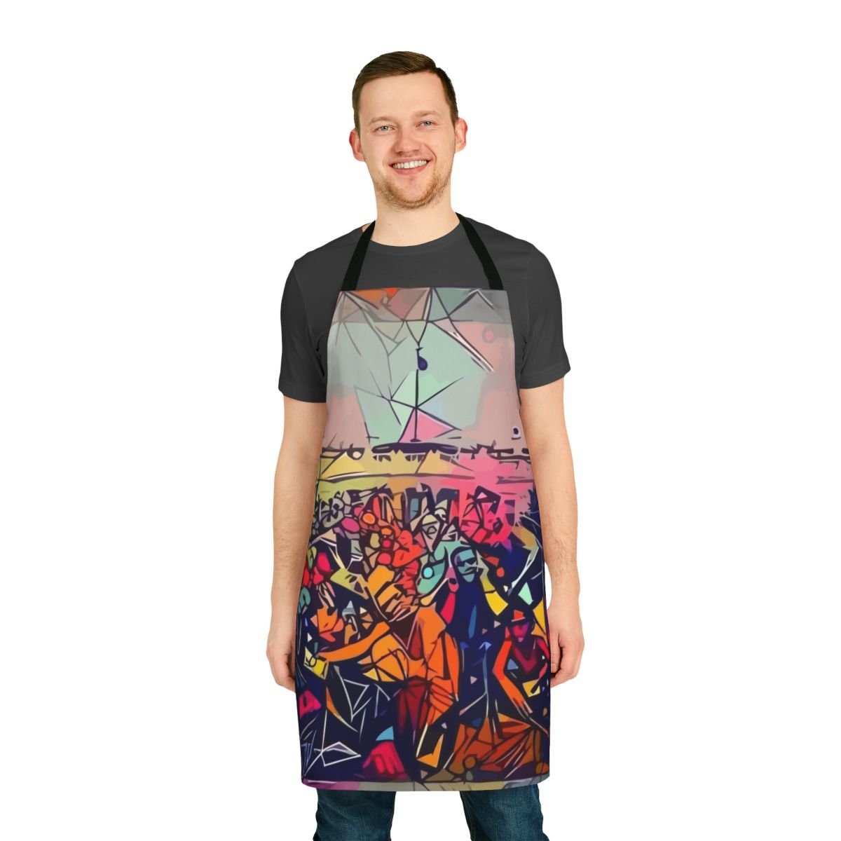 Kendrick Lamar inspired abstract and colorful apron with vibrant patterns and designs