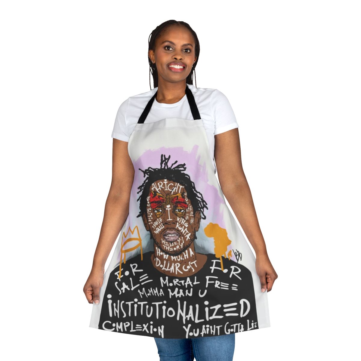 Kendrick Lamar inspired apron with artwork and lyrics