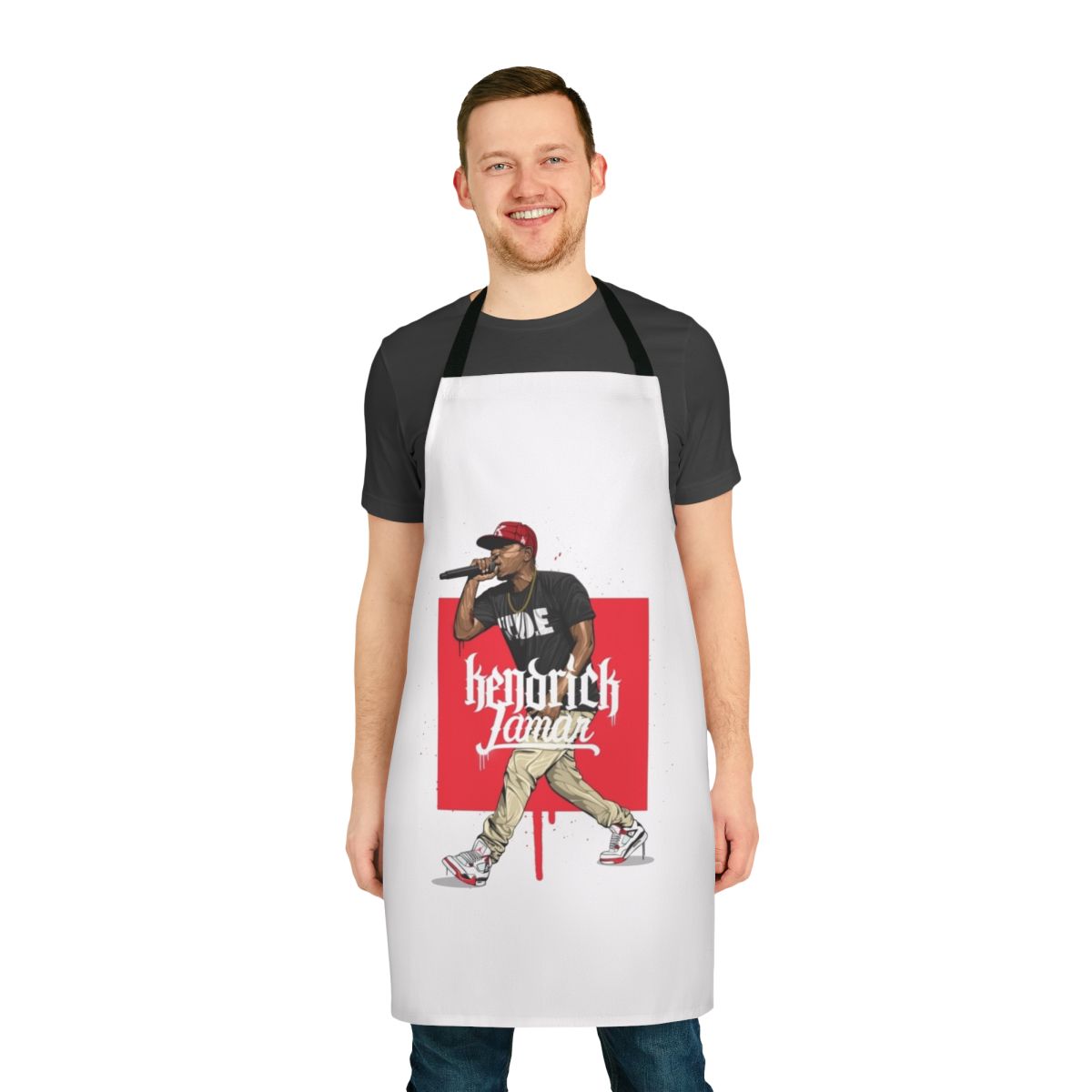 Kendrick Lamar-inspired apron featuring a vibrant street art design