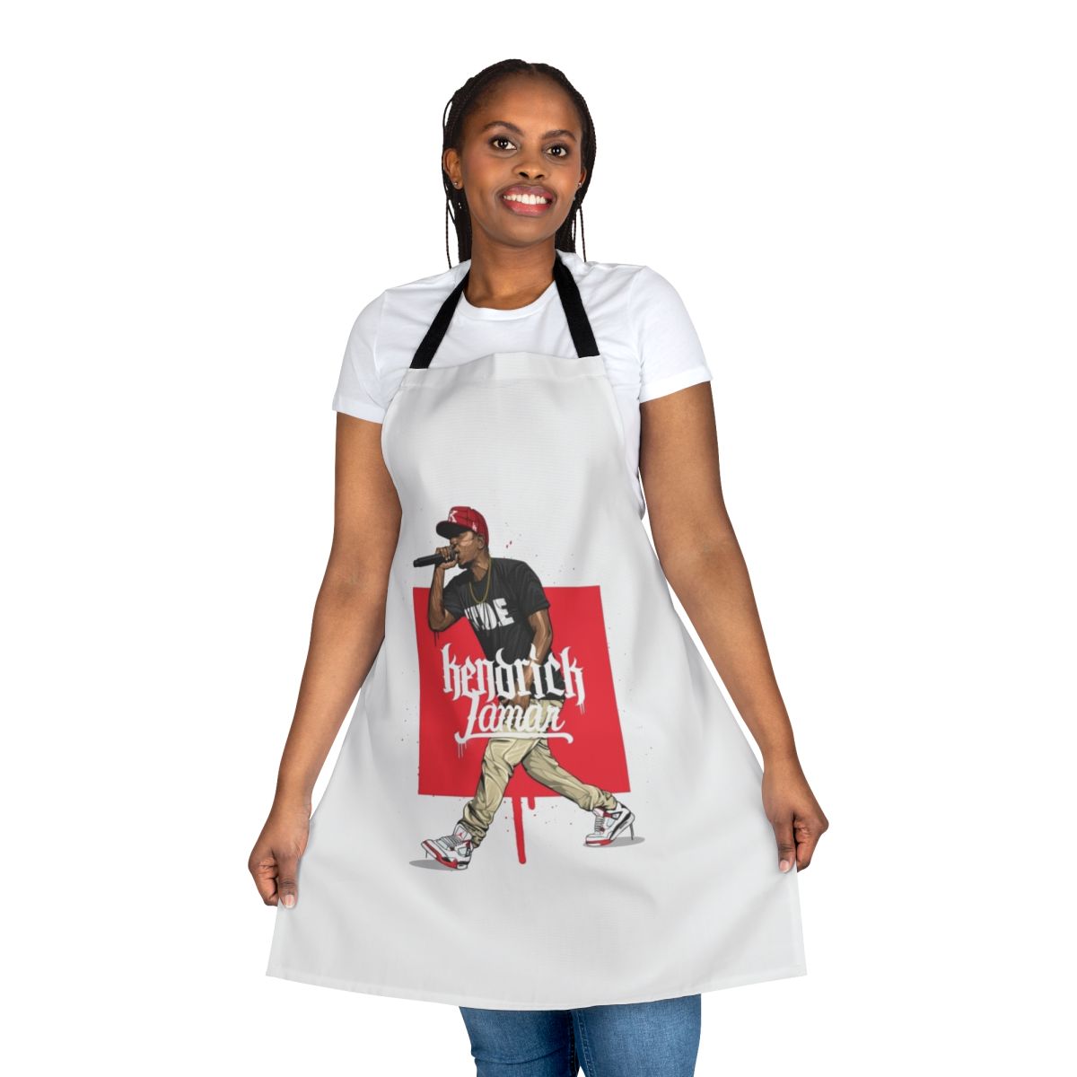 Kendrick Lamar-inspired apron featuring a vibrant street art design