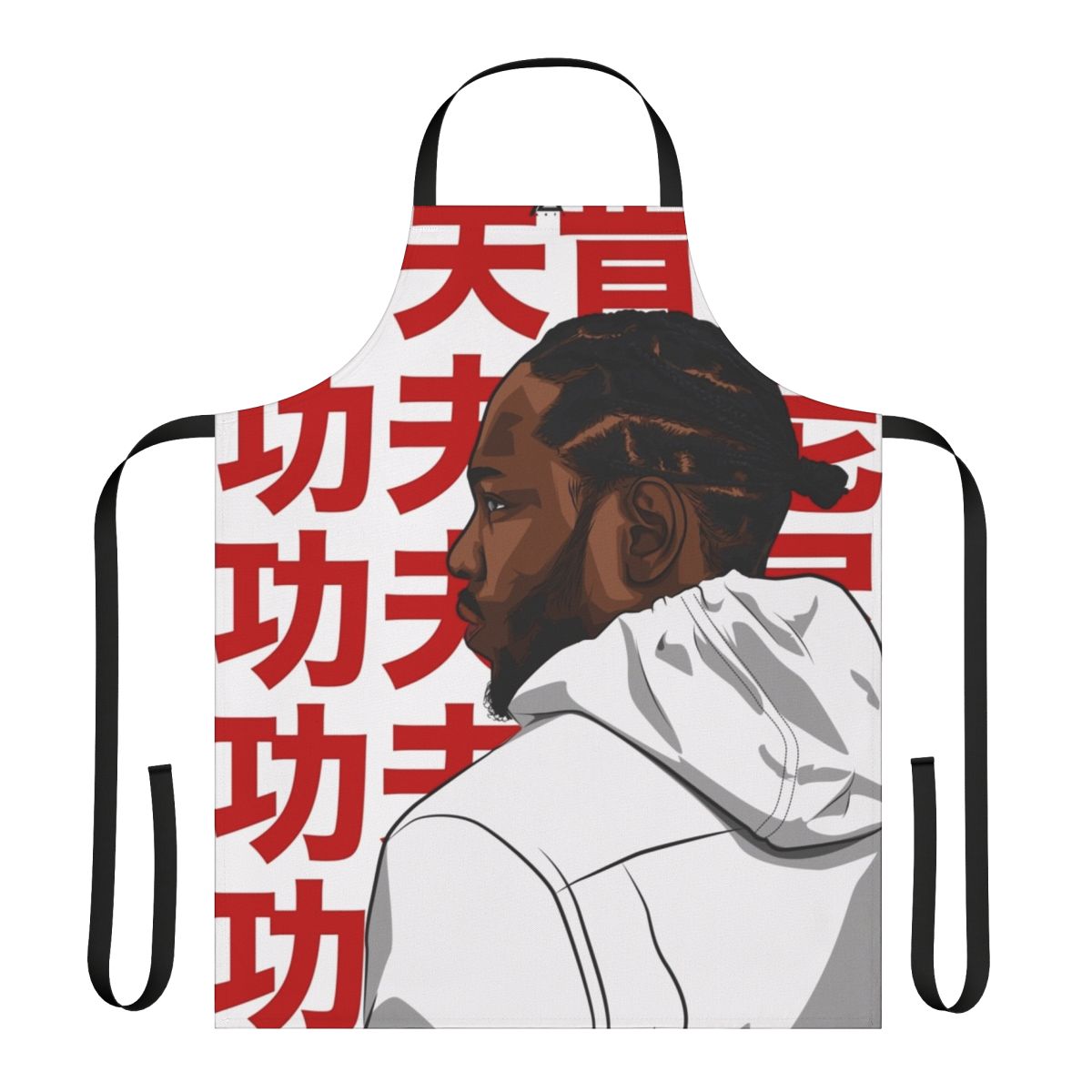 Kendrick Lamar inspired Kung Fu Kenny digital art illustration printed on a high-quality apron