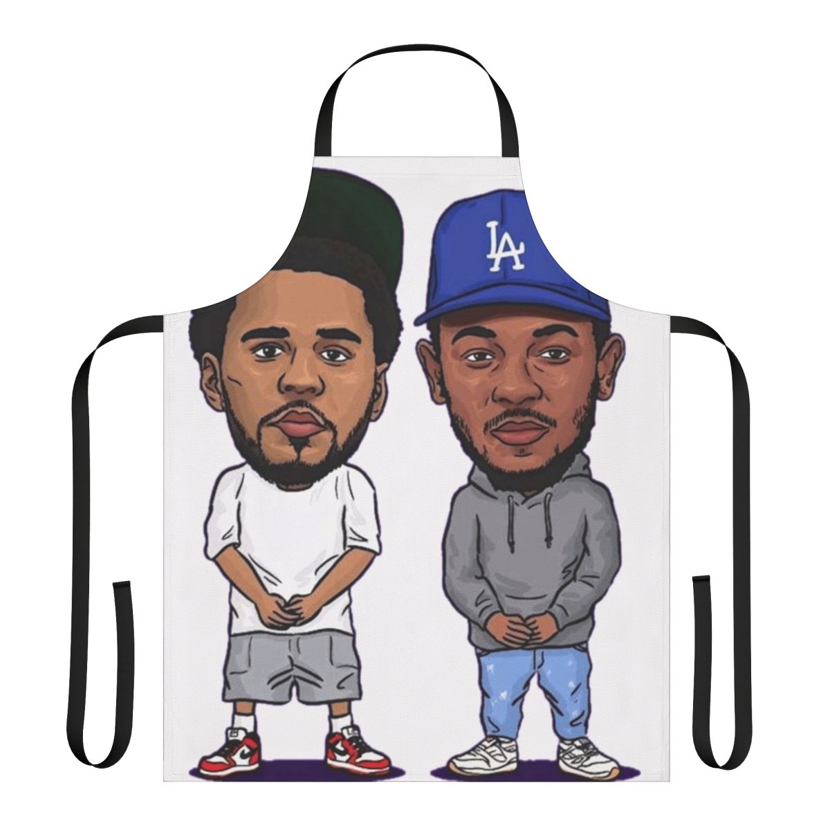 Kendrick Lamar and J Cole inspired kitchen apron featuring a pop art design