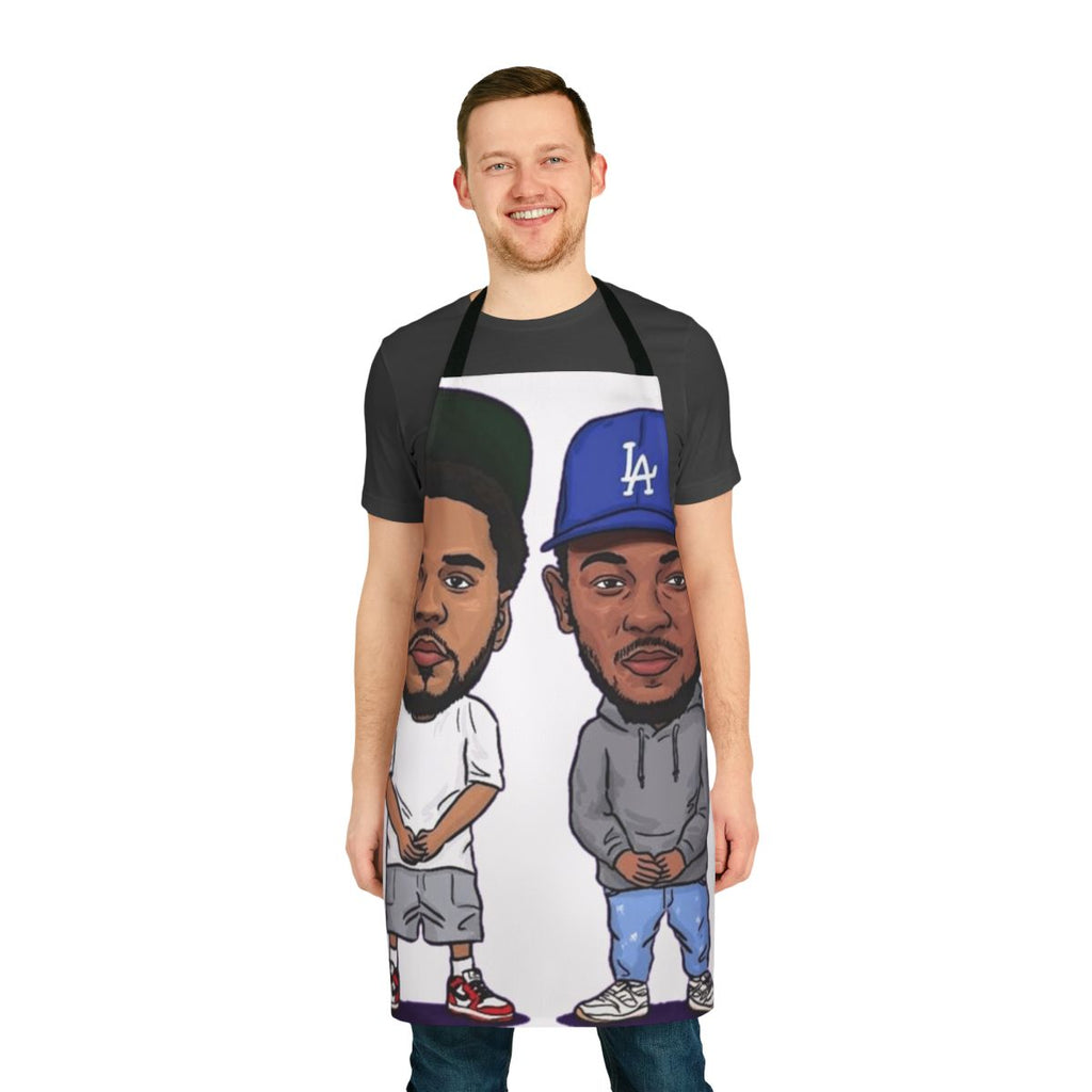 Kendrick Lamar and J Cole inspired kitchen apron featuring a pop art design