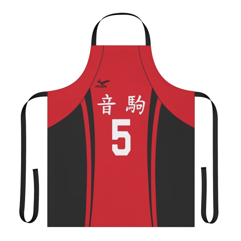 Kenma inspired apron featuring the Nekoma volleyball team jersey design from the anime Haikyuu