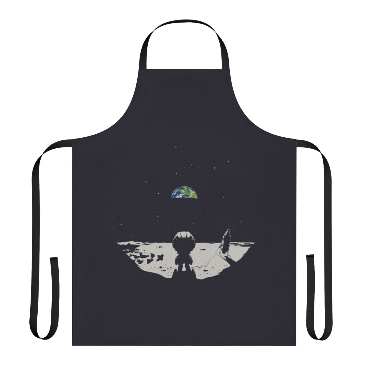 Kerbal-inspired cooking apron featuring a lonely space scene
