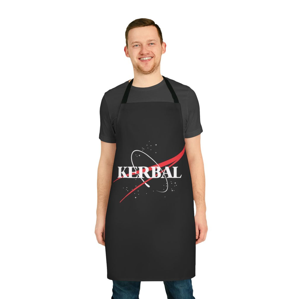 Kerbal-inspired space program fan apron with NASA meatball logo