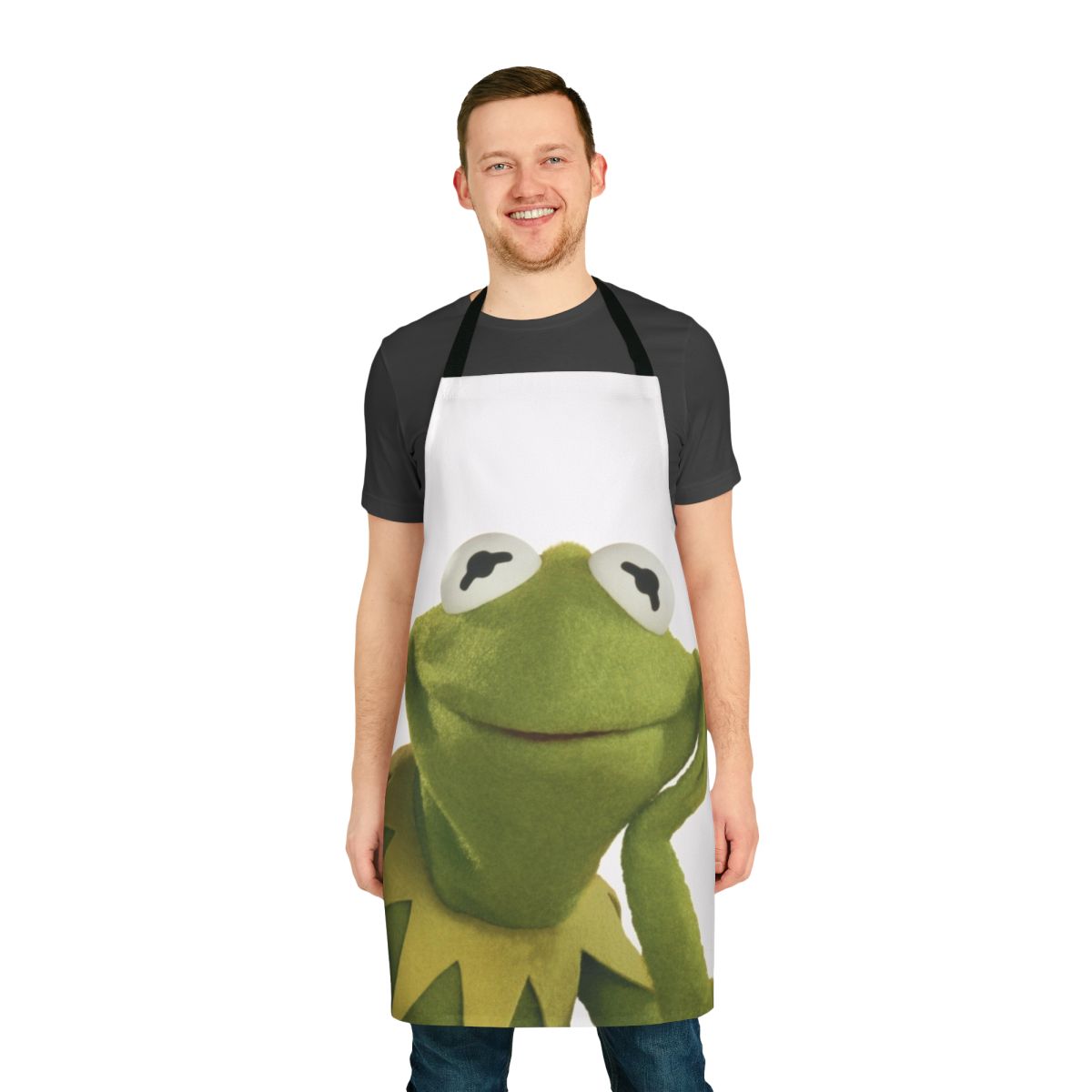 Kermit the Frog-inspired apron with a playful, muppet-themed design