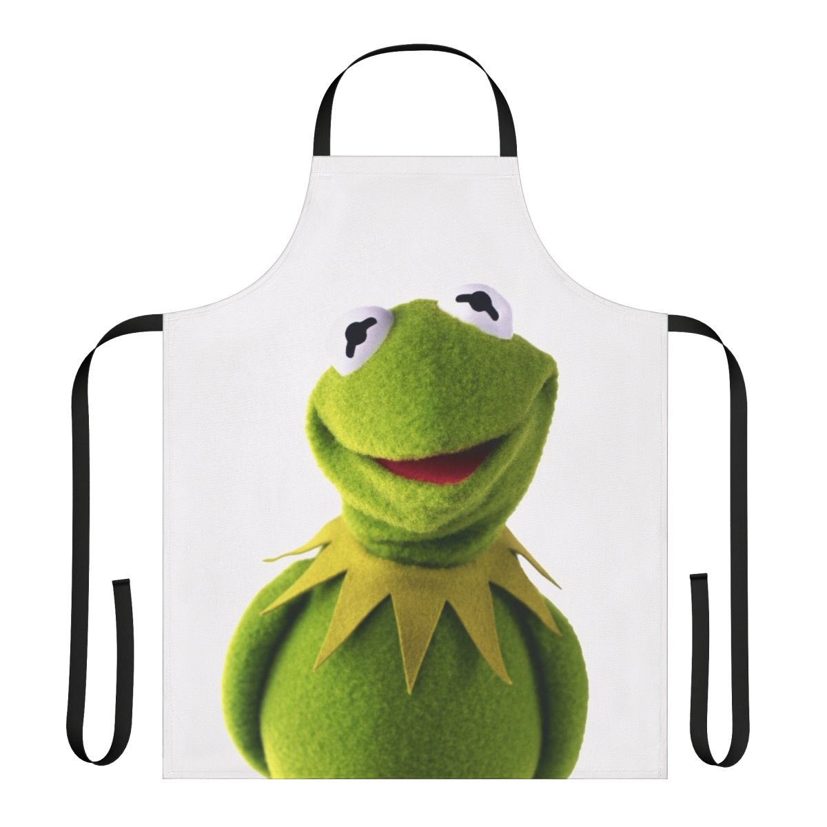 Kermit the Frog inspired apron with a green frog graphic