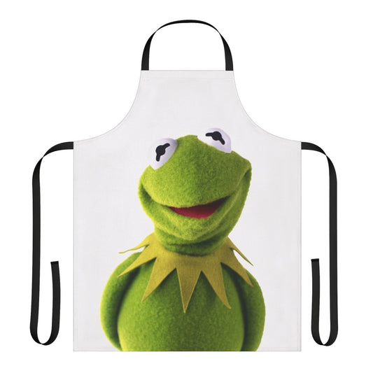Kermit the Frog inspired apron with a green frog graphic