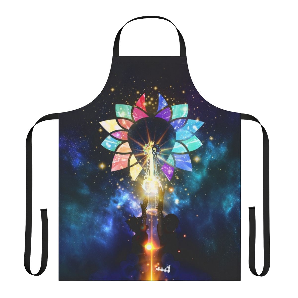 A stylized apron featuring the iconic Keyblades from the Kingdom Hearts video game series.