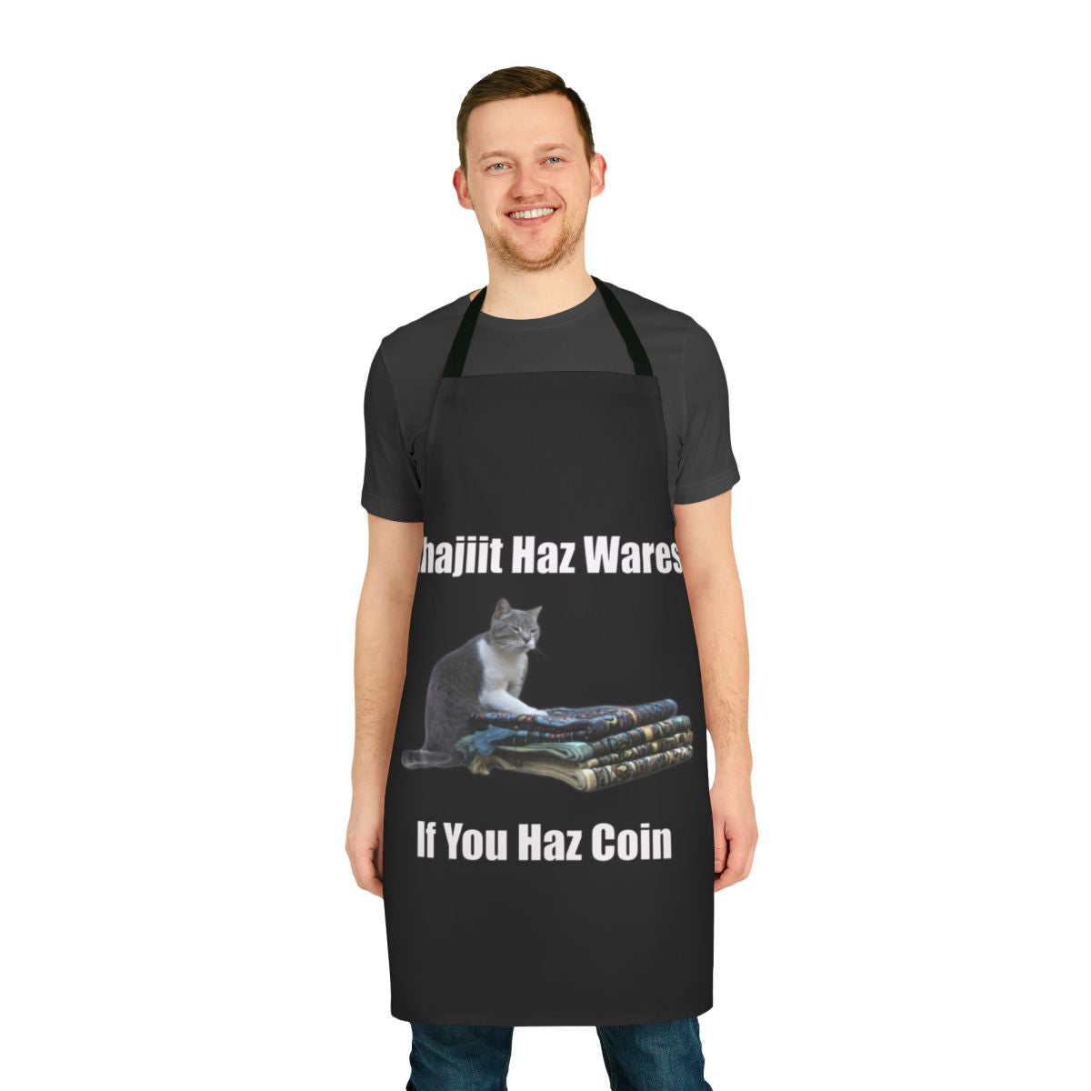 Khajiit Inspired Meme Apron with Cat Design for Elder Scrolls Fans