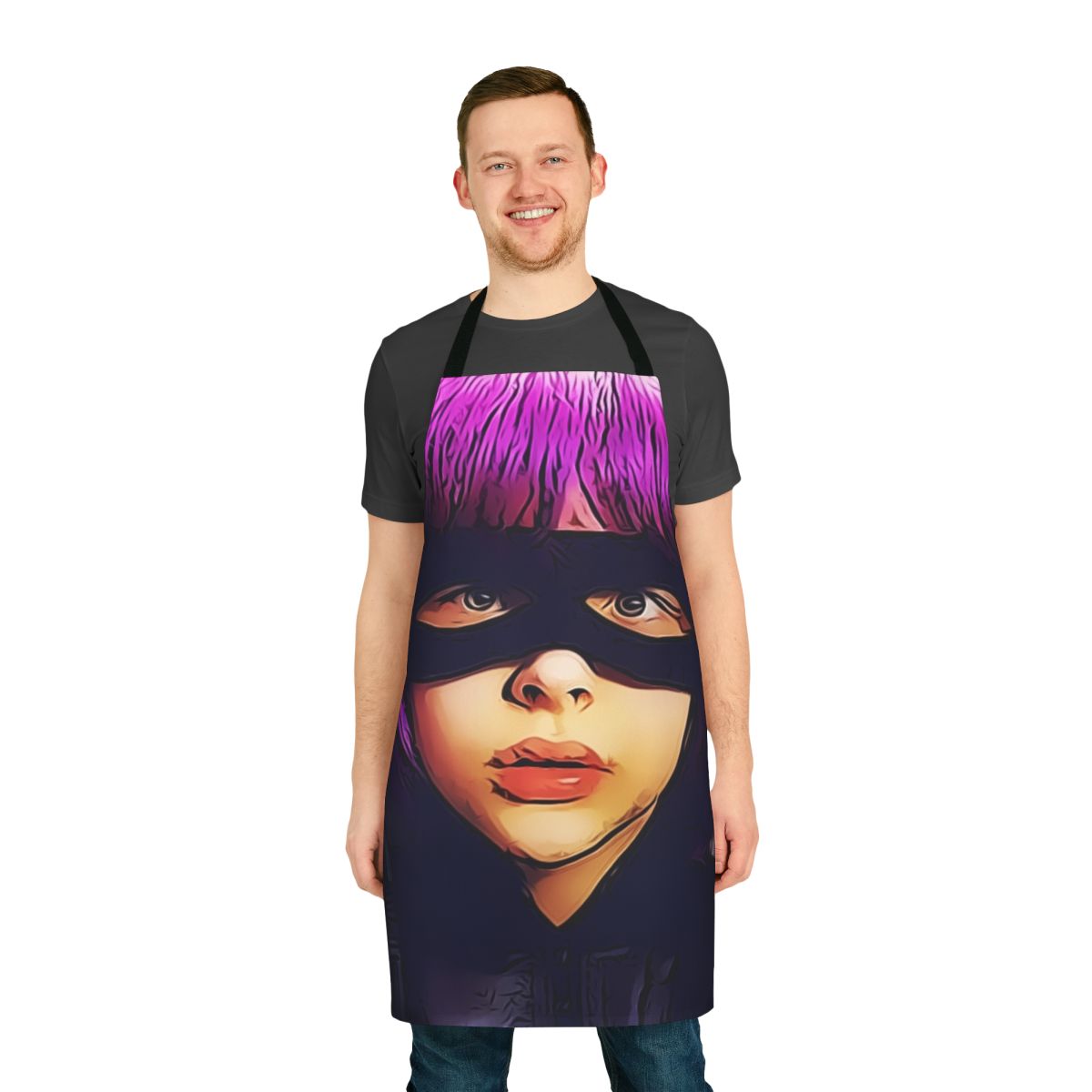 Kick-Ass-inspired apron featuring the comic book character Hitgirl