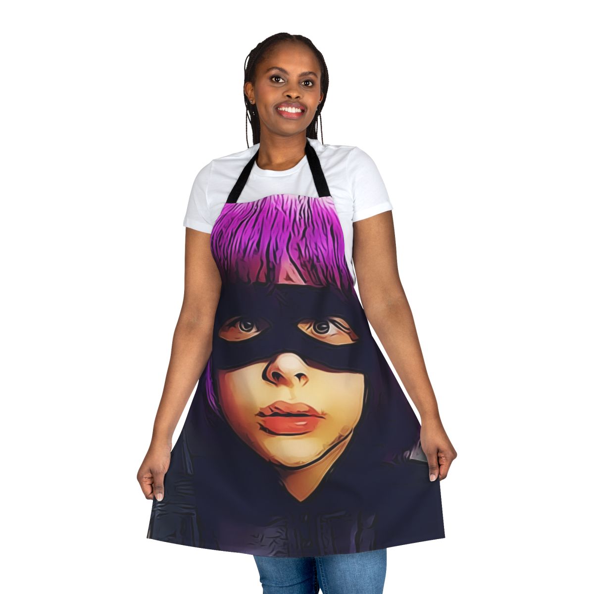 Kick-Ass-inspired apron featuring the comic book character Hitgirl