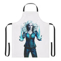 Killer Frost-themed apron featuring a frost-covered design