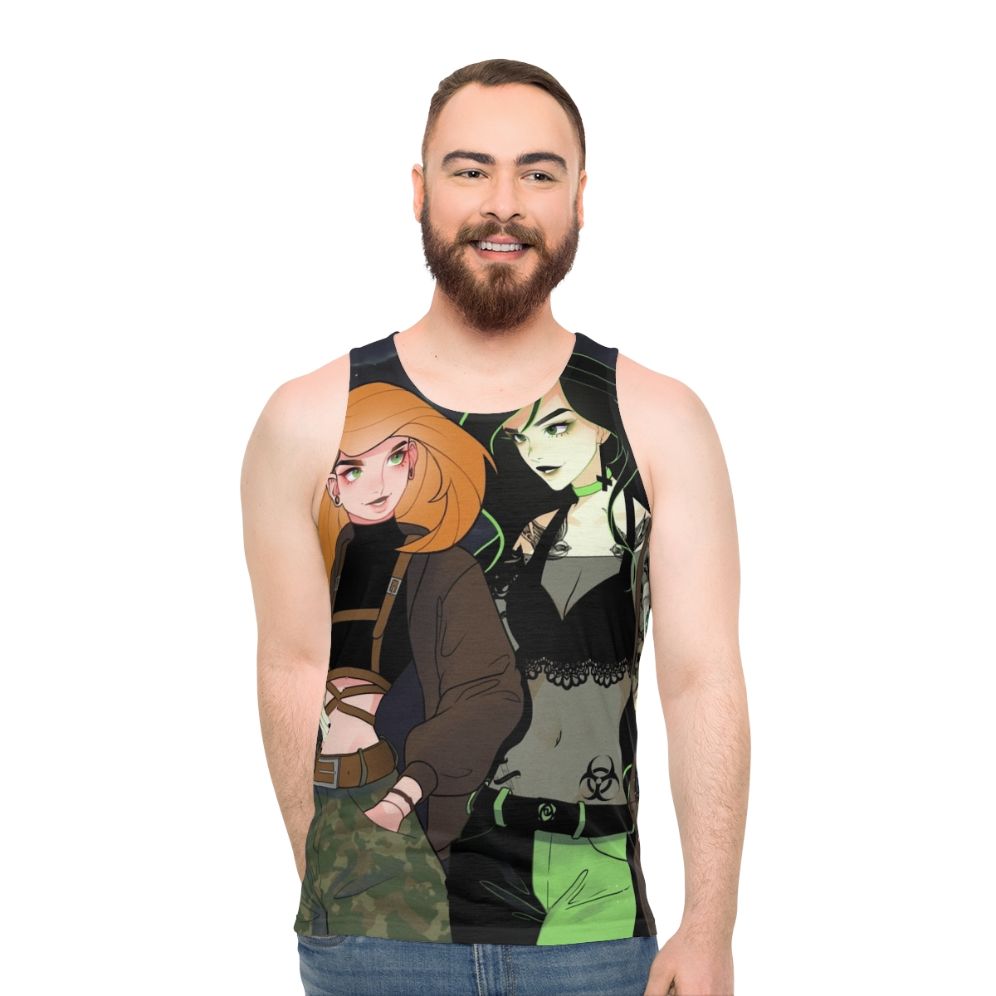 Kim and Shego Unisex Tank Top with Lesbian Couple Graphic