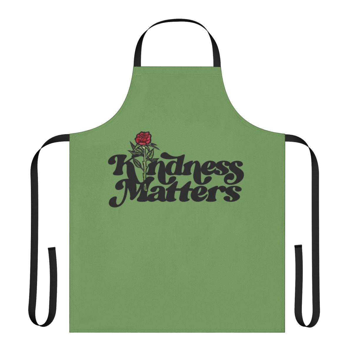 "Kindness Blooms Floral Apron featuring a beautiful rose design, perfect for teachers and other caring occupations"
