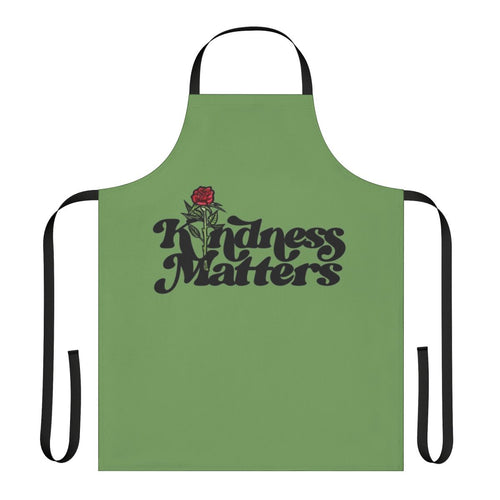 "Kindness Blooms Floral Apron featuring a beautiful rose design, perfect for teachers and other caring occupations"