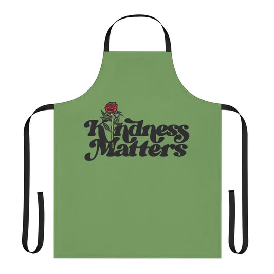 "Kindness Blooms Floral Apron featuring a beautiful rose design, perfect for teachers and other caring occupations"