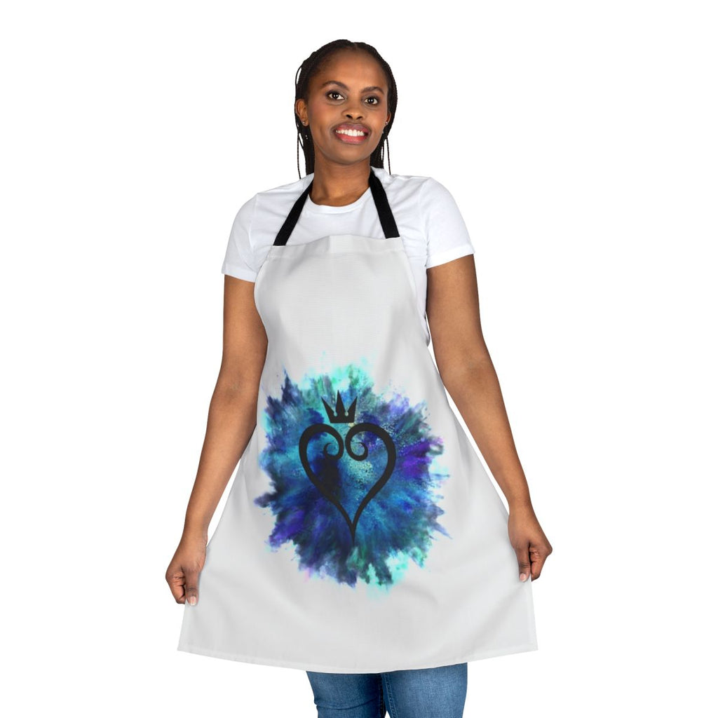 Anime inspired kingdom hearts themed apron with sora and heart symbol