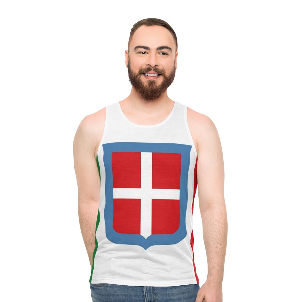 Kingdom of Italy 1861 flag design on a unisex tank top