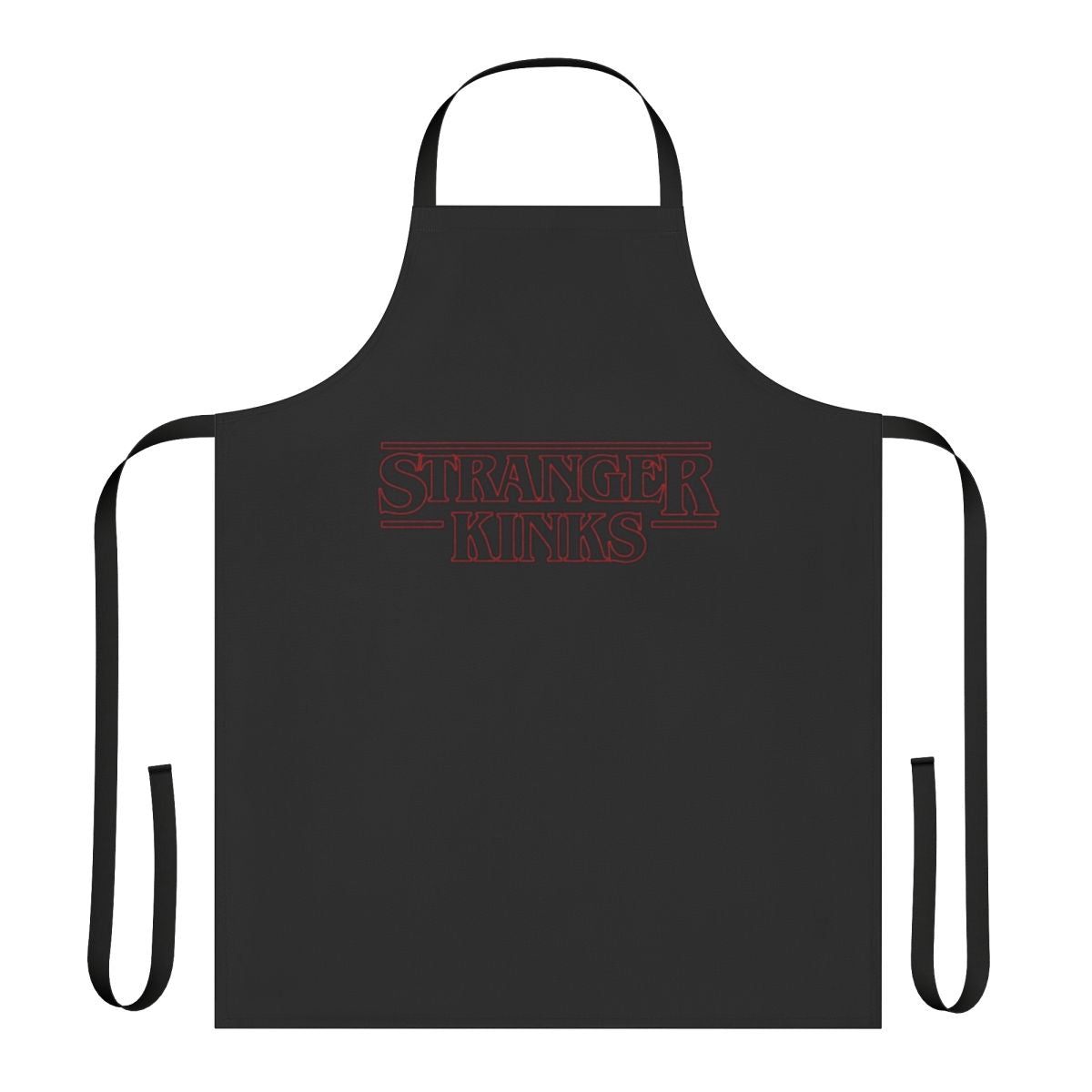 A kinky, fetish-inspired apron with LGBTQ+ and parody design elements.