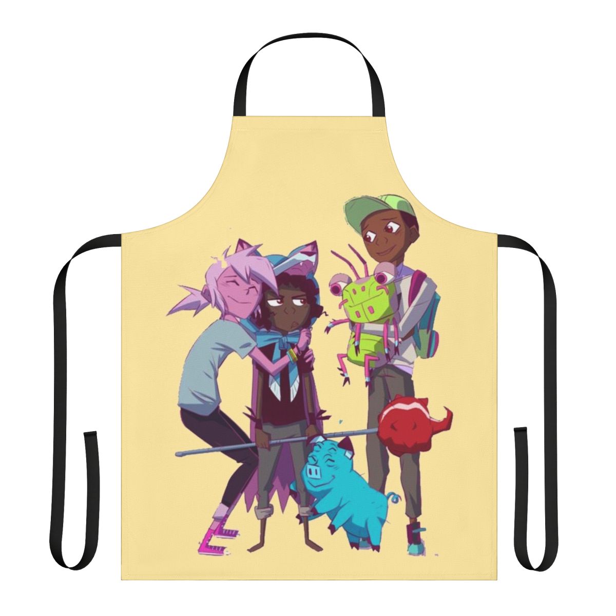 Colorful apron featuring characters from the animated series Kipo and the Age of Wonderbeasts