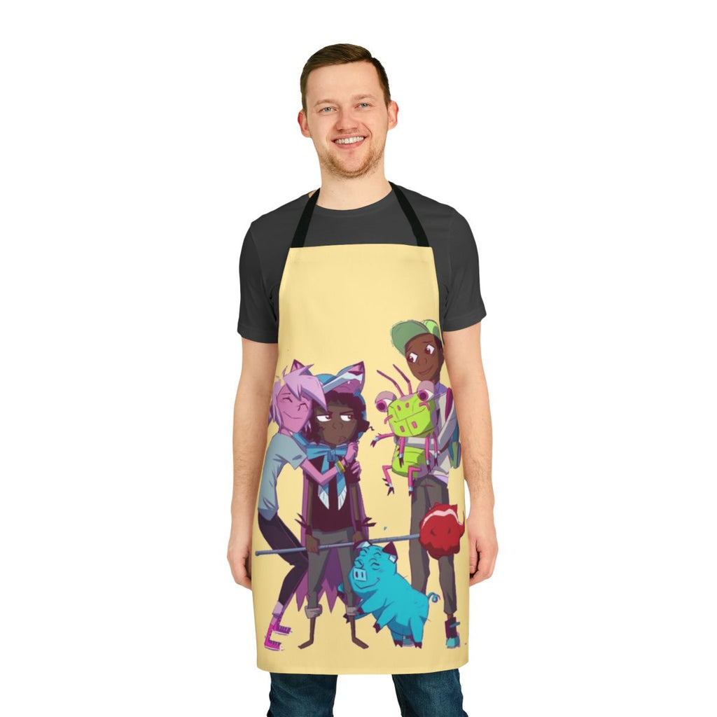 Colorful apron featuring characters from the animated series Kipo and the Age of Wonderbeasts