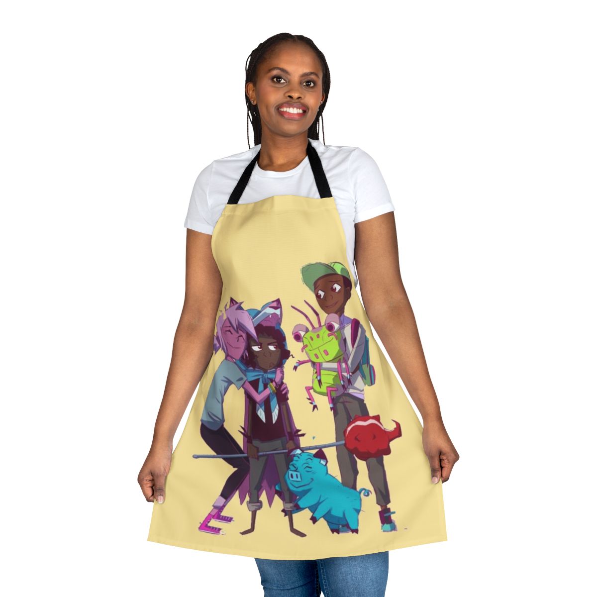 Colorful apron featuring characters from the animated series Kipo and the Age of Wonderbeasts