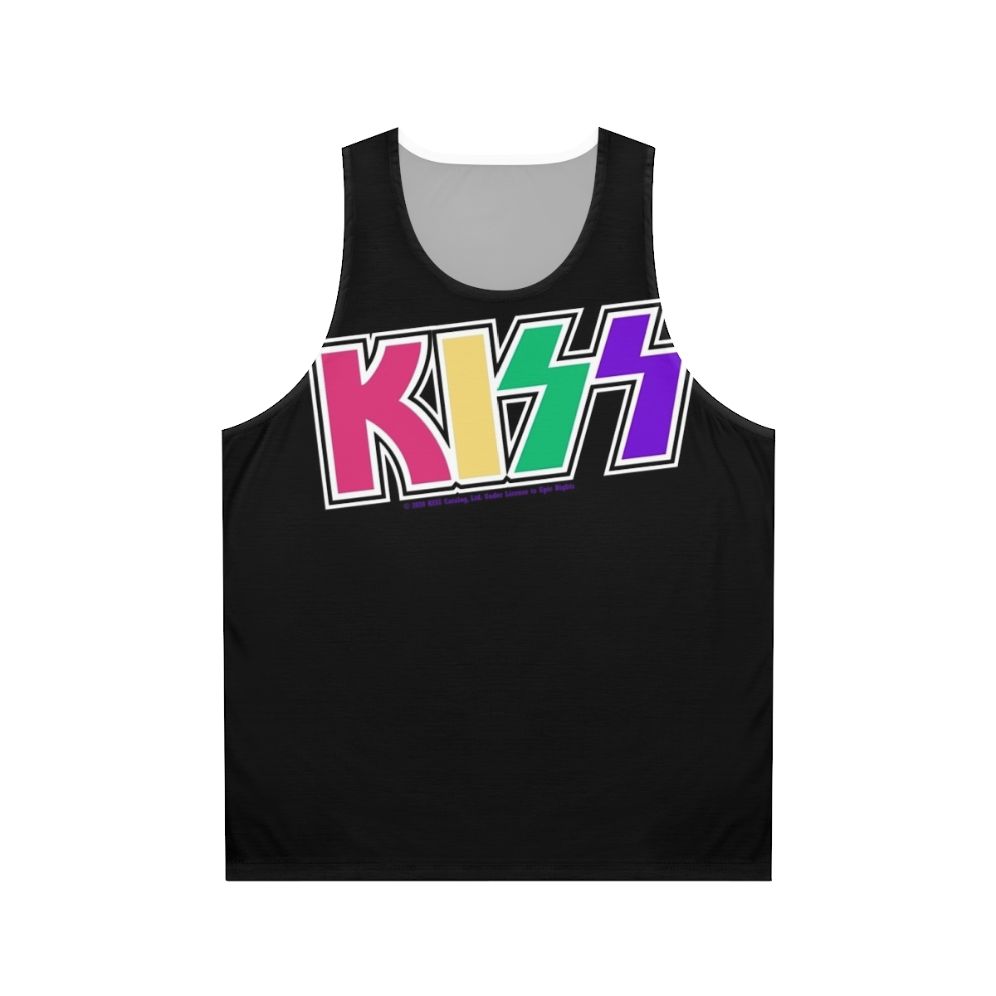 Unisex tank top featuring the colorful logo of the iconic rock band, KISS
