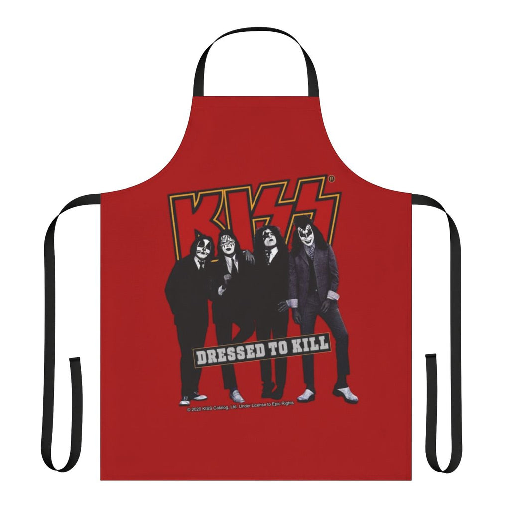 Kiss inspired hard rock band apron with red and black color scheme