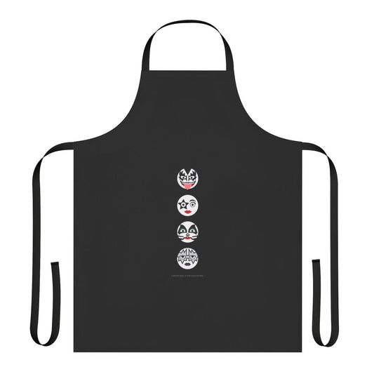 Round face apron with Kiss band logo and design