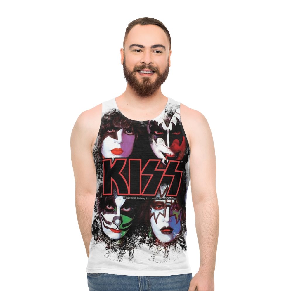 Kiss the Band Members Face Brush Effect Unisex Tank Top