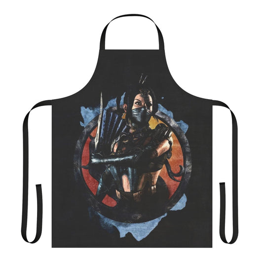 Kitana-inspired apron featuring a grunge portrait of the Mortal Kombat fighter