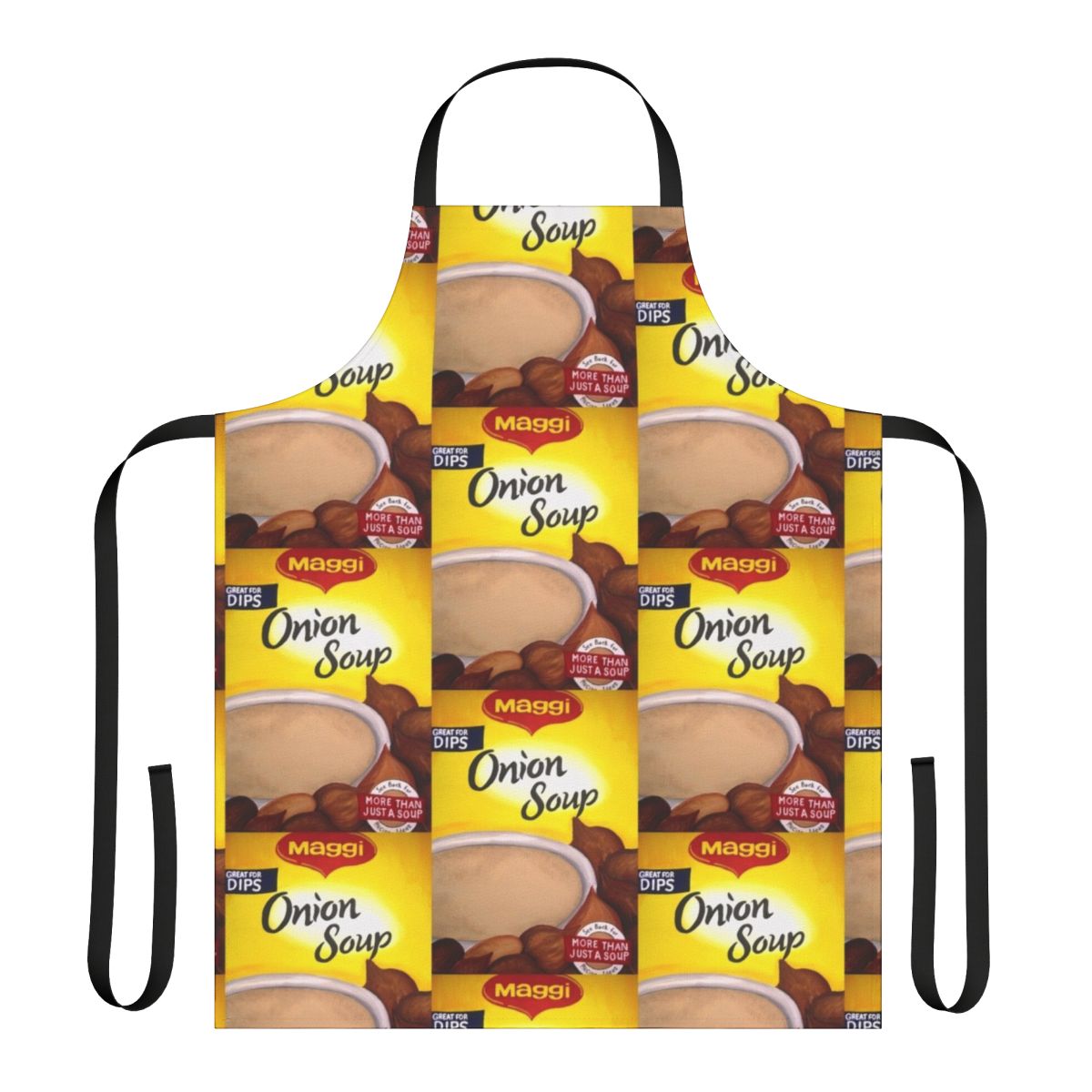 Maggie onion soup-themed apron with kiwiana and New Zealand design elements