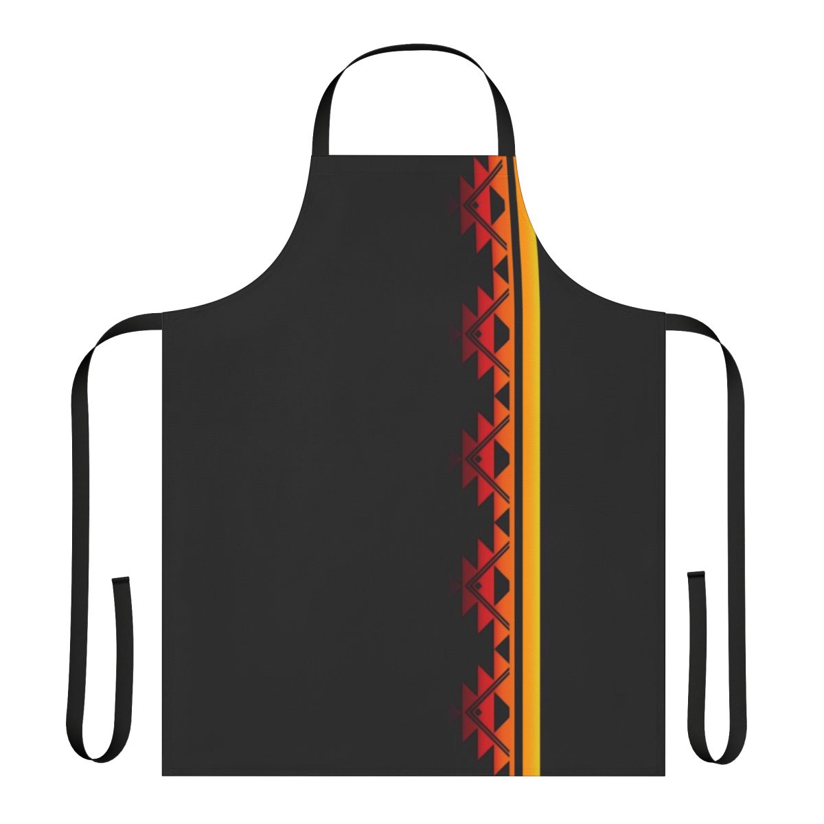 Klamath Tribes inspired apron featuring a vibrant sunset mountain design, celebrating native culture and heritage.