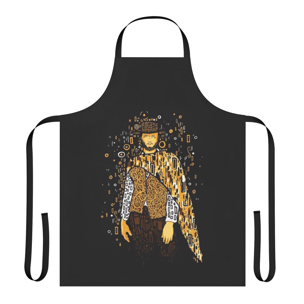 Klimt-inspired art nouveau style apron featuring Clint Eastwood as a cowboy