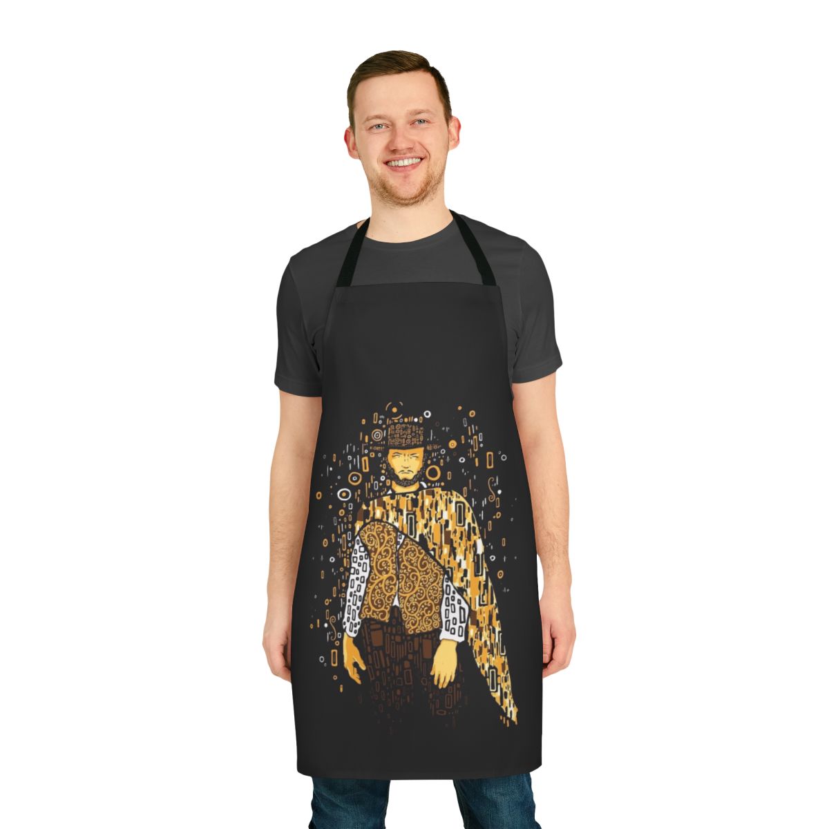 Klimt-inspired art nouveau style apron featuring Clint Eastwood as a cowboy