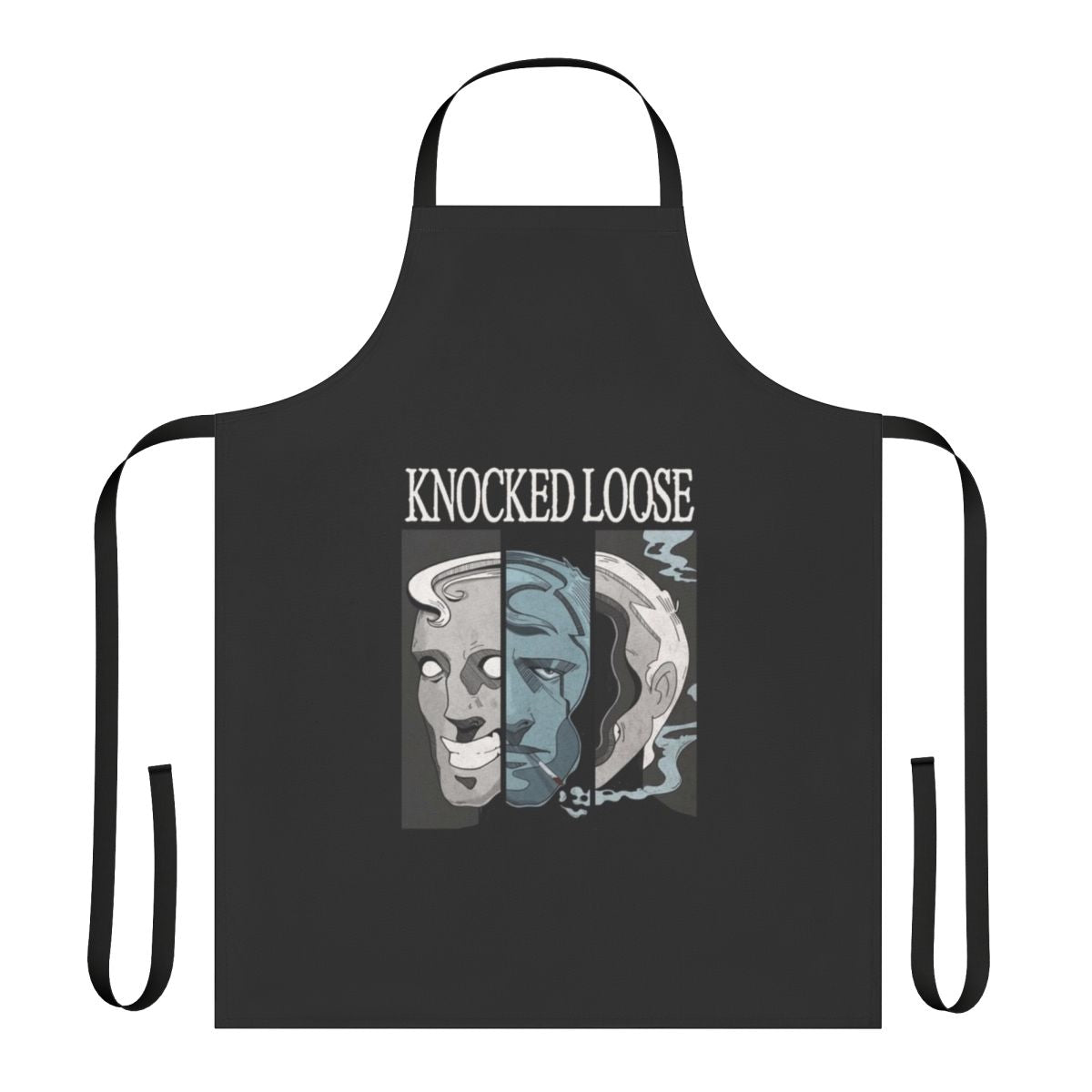Knocked Loose band logo and artwork printed on a high-quality kitchen apron