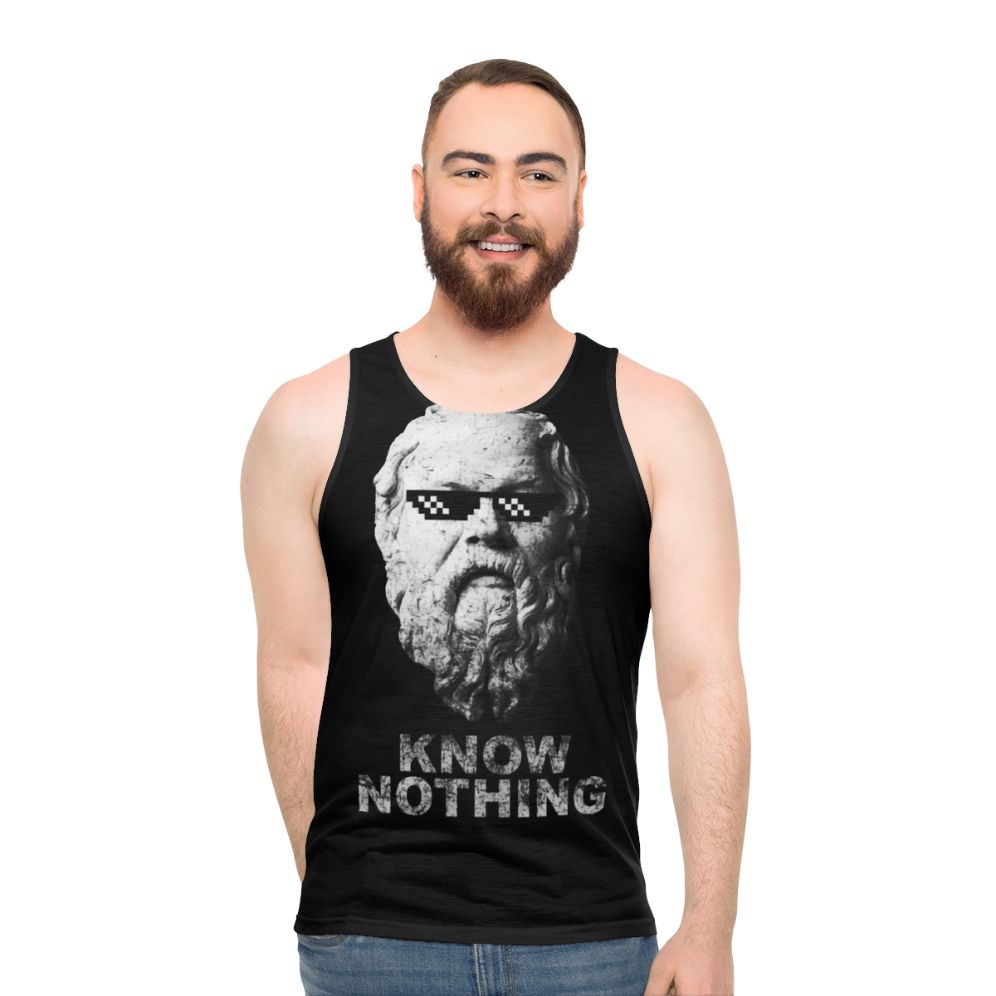 "Know Nothing" Unisex Tank Top with Greek Philosophy Design