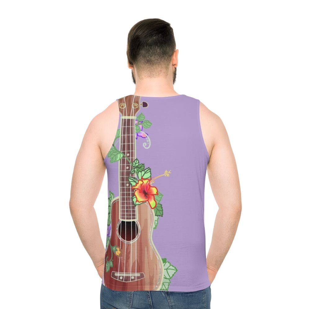 Koa ukulele inspired unisex tank top with floral design