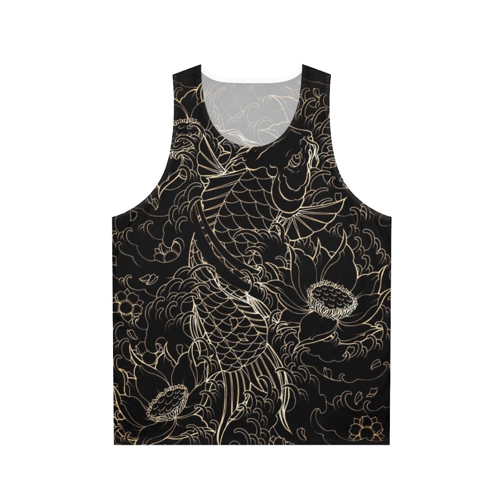 Koi fish and floral design unisex tank top
